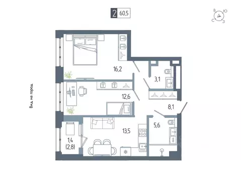2-к кв. Башкортостан, Уфа Глумилино жилрайон, Аурум жилой комплекс ...