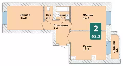 2-к кв. Чувашия, Чебоксары Новый Город мкр, Время жить жилой комплекс ...
