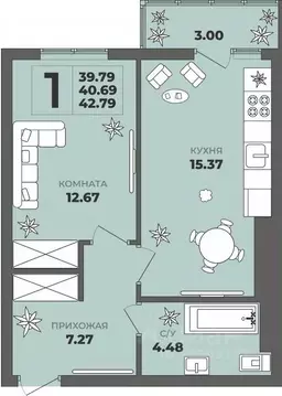 1-к кв. Калининградская область, Калининград ул. Генерала Толстикова, ...