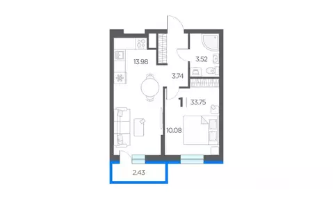 1-к кв. Рязанская область, Рязанский район, Дядьковское с/пос, с. ...