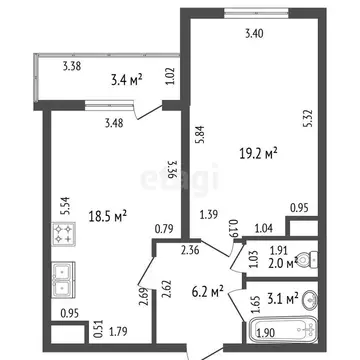 1-комнатная квартира: Мурино, Ручьёвский проспект, 1/24 (49 м)