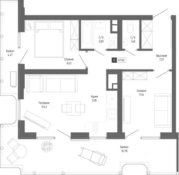 3-к кв. Крым, Алушта Профессорский Уголок мкр,  (67.62 м)