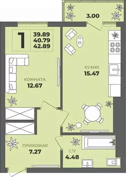 1-к кв. Калининградская область, Калининград ул. Генерала Толстикова, ...