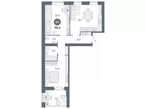 2-к кв. Ивановская область, Иваново Староглинищевская ул., 19/23 (70.4 ...