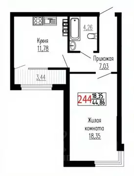 1-к кв. Свердловская область, Екатеринбург ул. Лыжников, 3 (44.8 м)