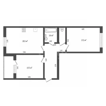 2-к кв. Тюменская область, Тюмень Широтная ул., 215 (68.2 м)