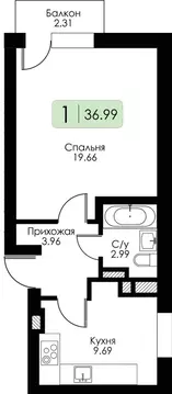 1-к кв. Смоленская область, Гагарин ул. Строителей, 127 (36.99 м)