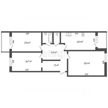 3-к кв. Вологодская область, Вологда Пригородная ул., 8Г (106.1 м)