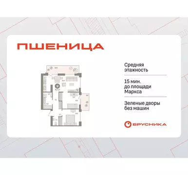 2-комнатная квартира: Новосибирский район, рабочий посёлок Краснообск, ...