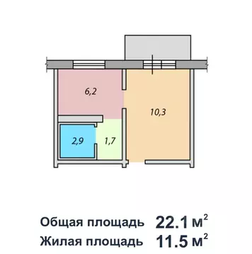 1-к кв. Кемеровская область, Новокузнецк Горьковская ул., 66В (22.0 м)