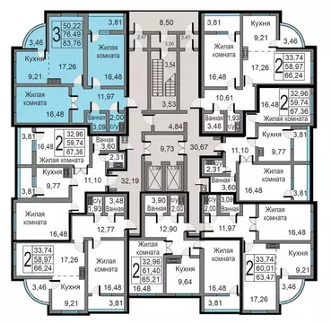3-к кв. Калужская область, Калуга ул. Минская, 24 (83.76 м)