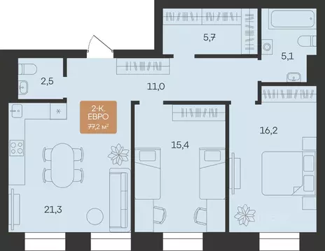 2-к кв. Ямало-Ненецкий АО, Новый Уренгой Созидателей мкр, Атмосфера. ...