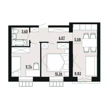 2-к кв. Челябинская область, Южноуральск ул. Строителей, 14 (43.6 м)