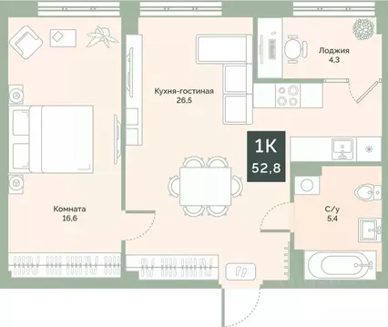 1-к кв. Курганская область, Курган Заозерный жилрайон, 6А мкр, ул. ...