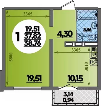 1-к кв. Краснодарский край, Новороссийск Город у Моря жилой комплекс ...