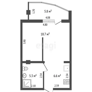 Квартира-студия: Гурзуф, Ялтинская улица, 14Ак3 (36.4 м)