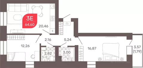 2-к кв. Забайкальский край, Чита Романовский мкр, 32 (65.4 м)
