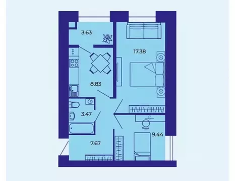 2-к кв. Брянская область, Брянск ул. Комарова, 47а (50.6 м)