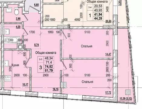 3-к кв. Саха (Якутия), Якутск ул. Чкалова (74.52 м)