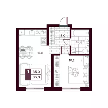 1-к кв. Тюменская область, Тюменский муниципальный округ, д. Дударева ...