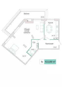 1-к кв. Самарская область, Тольятти Спортивная ул., 21 (102.72 м)
