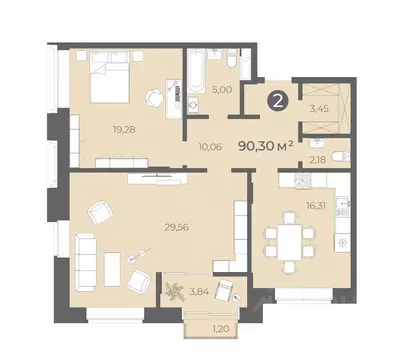 2-к кв. Чувашия, Чебоксары ул. Карла Маркса, 50 (90.3 м)