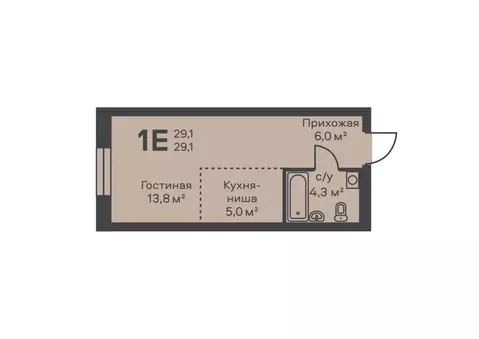 Студия Пермский край, Пермь ул. Подводников (29.1 м)