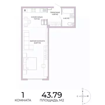 1-к кв. Пензенская область, Пенза Побочинская ул., с17 (43.79 м)
