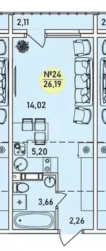 Студия Ярославская область, Ярославль 2-й мкр,  (26.19 м)
