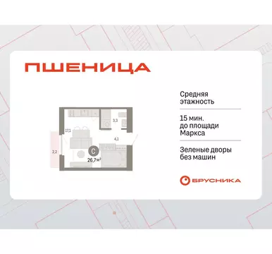 Квартира-студия: Новосибирский район, рабочий посёлок Краснообск, 3-й ...