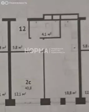 2-комнатная квартира: Октябрьский, 38-й микрорайон, 6 (40.8 м)