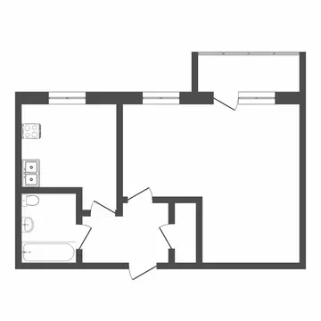 1-комнатная квартира: Тюмень, улица Пермякова, 31 (33.6 м)