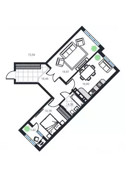 2-к кв. Дагестан, Каспийск просп. Акулиничева (73.54 м)