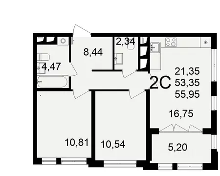 2-к кв. Тульская область, Тула пос. Горелки, Время жилой комплекс ...