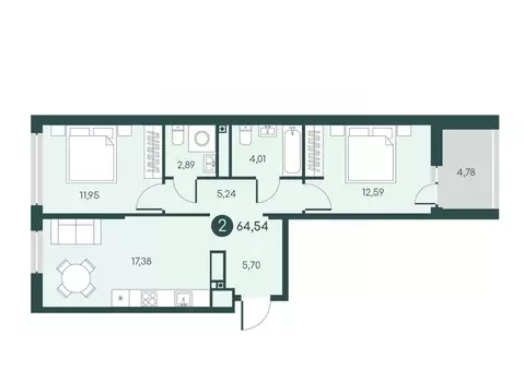 2-к кв. Курганская область, Курган Малиновые высоты жилой комплекс ...