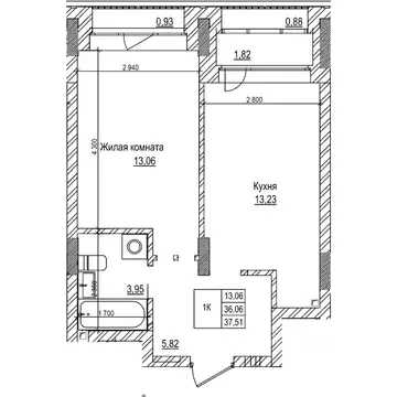 1-к кв. Новосибирская область, Новосибирск Комсомольский Проспект ...
