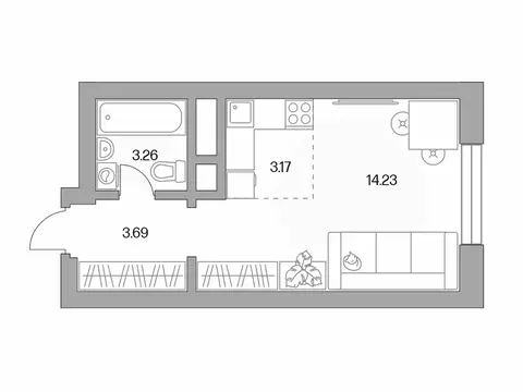 Квартира-студия: Красногорск, жилой комплекс Ильинойс, к1 (24.33 м)