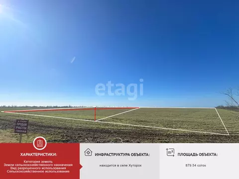 Участок в Крым, Сакский район, Штормовское с/пос, с. Хуторок  (879.54 ...