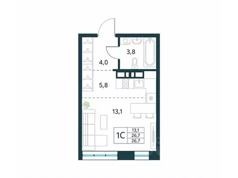 Студия Забайкальский край, Чита Хороший мкр, 15 (26.7 м)