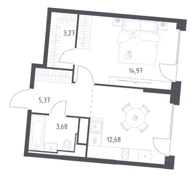 1-к кв. Москва Квартал на воде жилой комплекс, к5 (39.97 м)