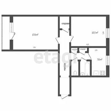 2-комнатная квартира: Челябинск, улица Молодогвардейцев, 70А (54 м)
