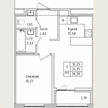 1-к кв. Ленинградская область, Всеволожск Южный мкр, ул. Крымская, 3 ...