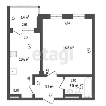 1-к кв. Ханты-Мансийский АО, Ханты-Мансийск Уральская ул., 5 (33.9 м)