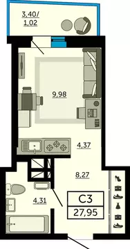 Студия Ростовская область, Ростов-на-Дону Донской Арбат жилой комплекс ...