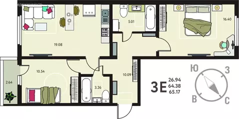 2-комнатная квартира: Курск, улица Энгельса, 115/6 (65.17 м)