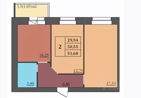 2-к кв. Ярославская область, Ярославль Ленинградский просп., 98/2 ...