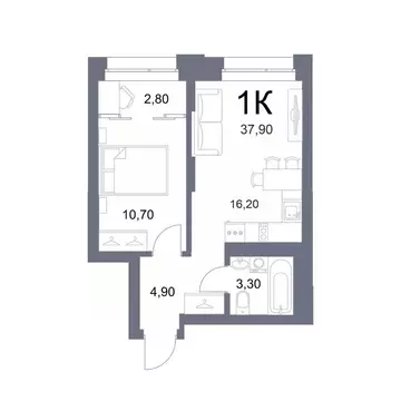 1-к кв. Новосибирская область, Новосибирск Лемонт жилой комплекс (37.9 ...