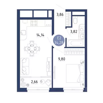 1-к кв. Рязанская область, Рязанский муниципальный округ, с. Дядьково ...