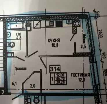 1-к кв. Ставропольский край, Ставрополь просп. Российский, 12к2 (38.0 ...