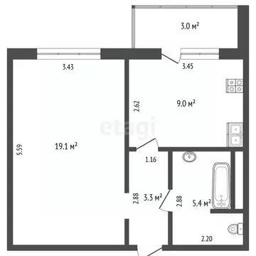 1-к кв. Тюменская область, Тюмень ул. Федюнинского, 56 (38.0 м)